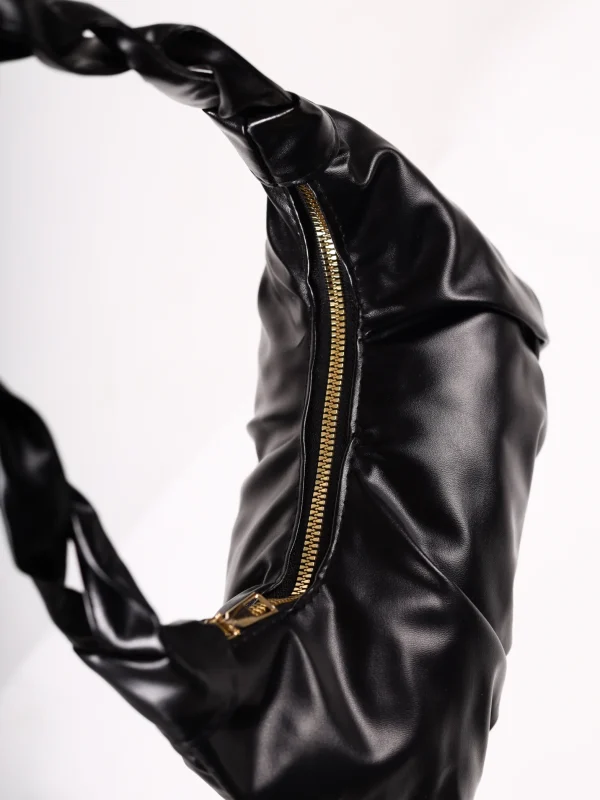 Crna torbica sa pletenim kaisem KA025